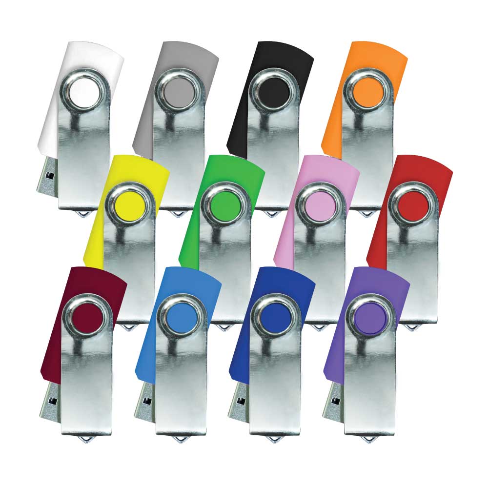 Shiny Silver Swivel USB Flash Drives | Promotional Gifts Items Suppliers
